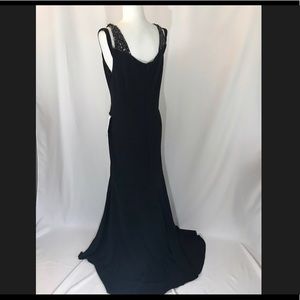 Black evening dress w/beaded neckline, long (#243)